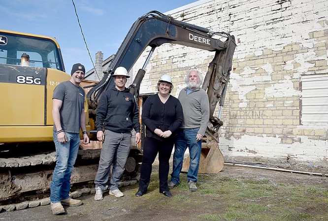 Ready to break ground for Roxy's backstage addition!  Pictured: Jason and Kurt, KR Homes, and Jessica and Bruce, FMAC.